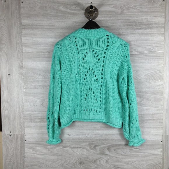 TOPSHOP Turquoise Shell Knit Crewneck  Sweater - Picture 7 of 9